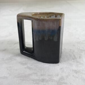 Rodolfo Padilla Mexico Drip Glaze Coffee Cup Mug Black Blue Tan Beautiful! Chrty